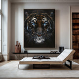 Large Wild Tiger Oil Painting Black Tiger Artwork - Handmade Tiger Canvas Art for Wall Decor