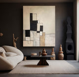 Modern Black And Beige Abstract Canvas Wall Art Earth Tone Minimalist Art Minimalist Painting