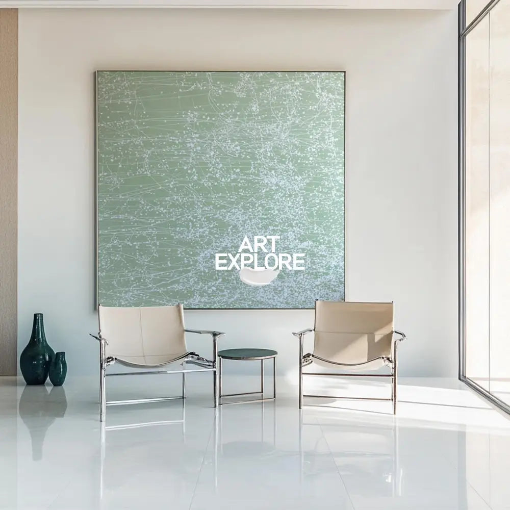 Minimalist Green Abstract Canvas for Living Room or Office | Oil Painting | ArtExplore