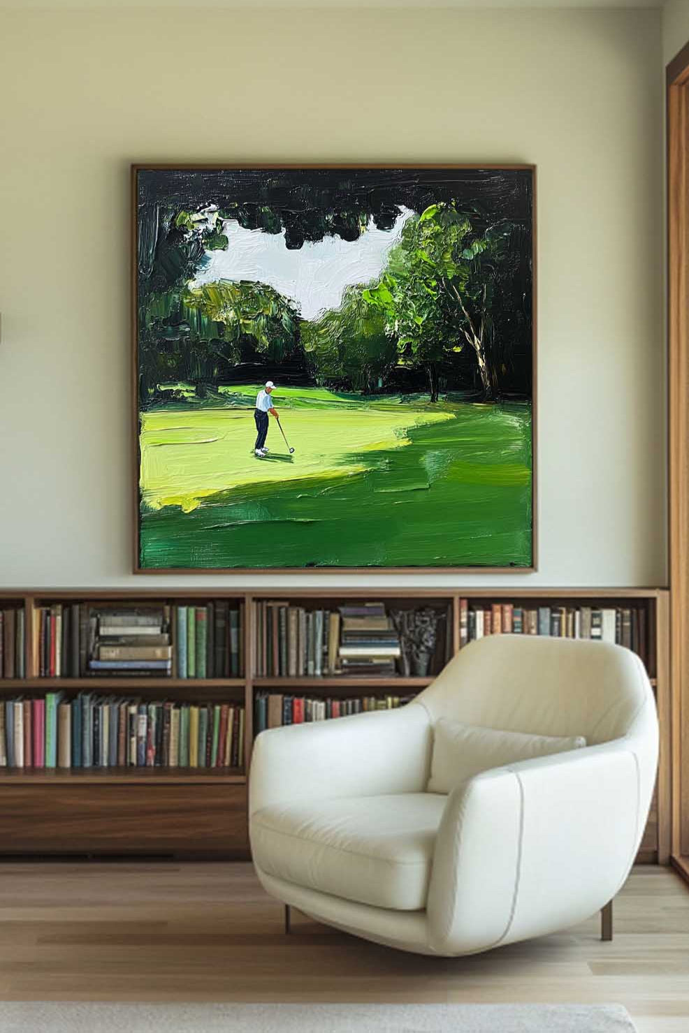 Green Textured Fine Art for Golf Lovers Sport Painting Rich Texture Golf Wall Art For Sale