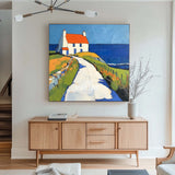 Modern Countryside Textured Canvas Art Large Countryside View Painting Landscape Painting For Sale