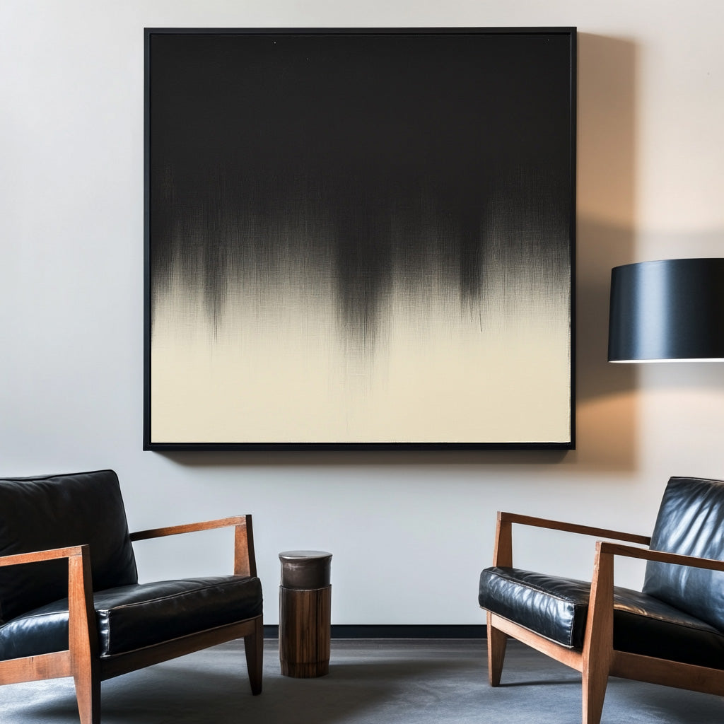 Black And White Oil Paintings Black White Solid Color Painting Minimalist Textured Artwork For Sale