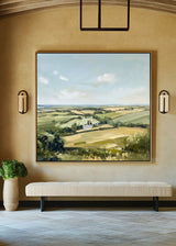 Modern Green Country Painting Field Landscape Texture Wall Painting Texture Livingroom Wall Art