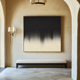 Black And White Oil Paintings Black White Solid Color Painting Minimalist Textured Artwork For Sale