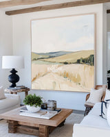 Natural Field Scenery Painting Beige Landscape Texture Wall Art Large Beige Livingroom Painting