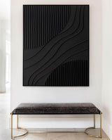 Black 3D Texture Painting Modern Minimalist Luxury Art Black Abstract Wall Art Black 3D Abstract Painting on Canvas