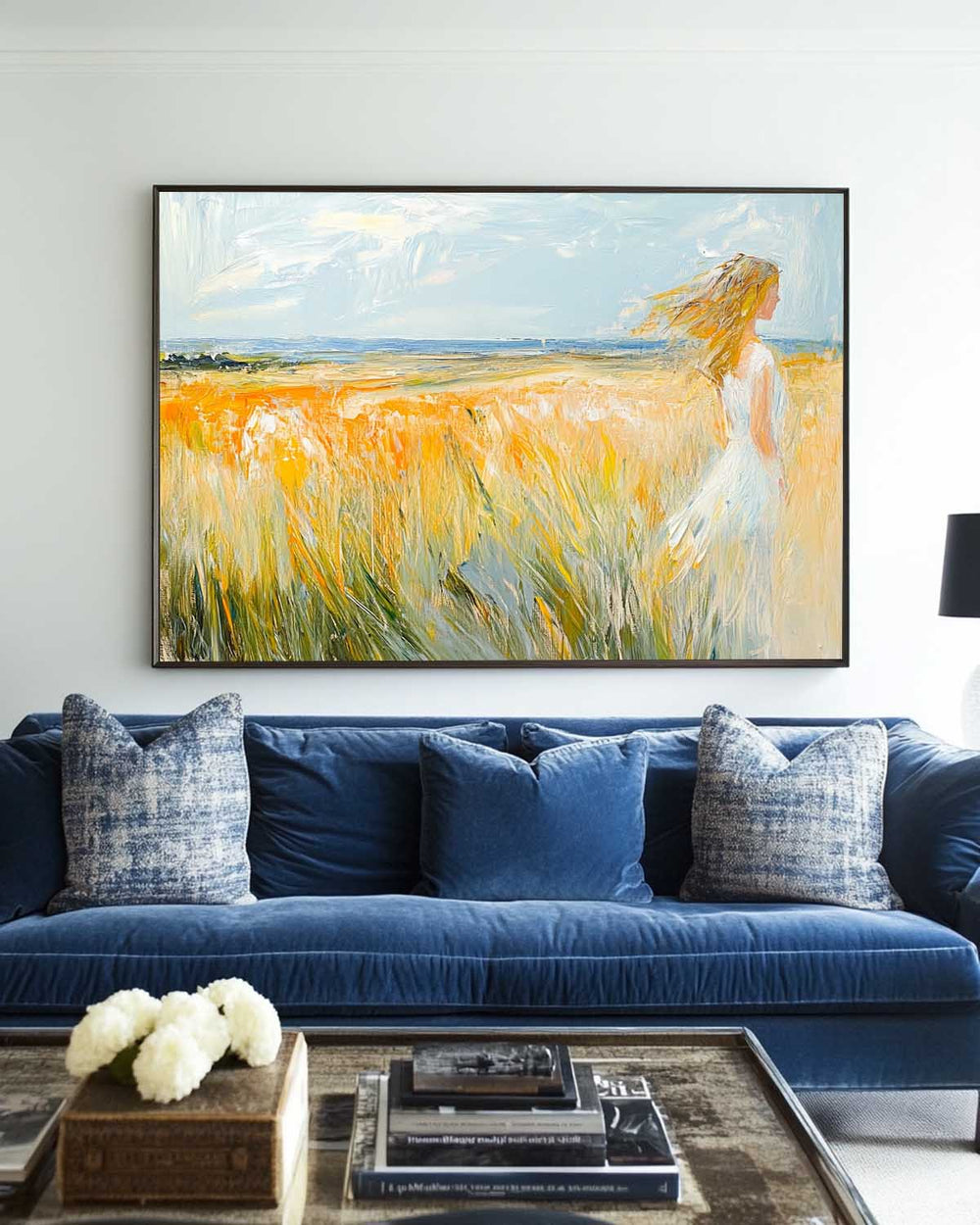 Large Beautiful Girl Seascapes Oil Painting Modern Seascape Textured Art Modern Canvas Art For Sale