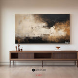 Large canvas paintings, dark beige and black abstract wall art, rich textured paintings