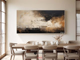 Large canvas paintings, dark beige and black abstract wall art, rich textured paintings