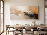 Large black and beige canvas paintings, thick textured abstract wall paintings