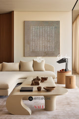 Modern Brown Abstract Wall Art Large Canvas Art Wabi-sabi Minimalist Plaster Art For Sale