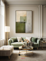 Green Abstract Wall Art, Green Minimalist Painting, Thick Textured Canvas Wall Art For Sale