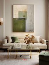 Green Abstract Wall Art, Green Minimalist Painting, Thick Textured Canvas Wall Art For Sale
