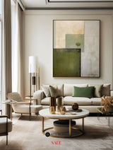 Green Abstract Wall Art, Green Minimalist Painting, Thick Textured Canvas Wall Art For Sale