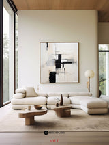Black And White Abstract Minimalist Painting Large Canvas Wall Art For Sale