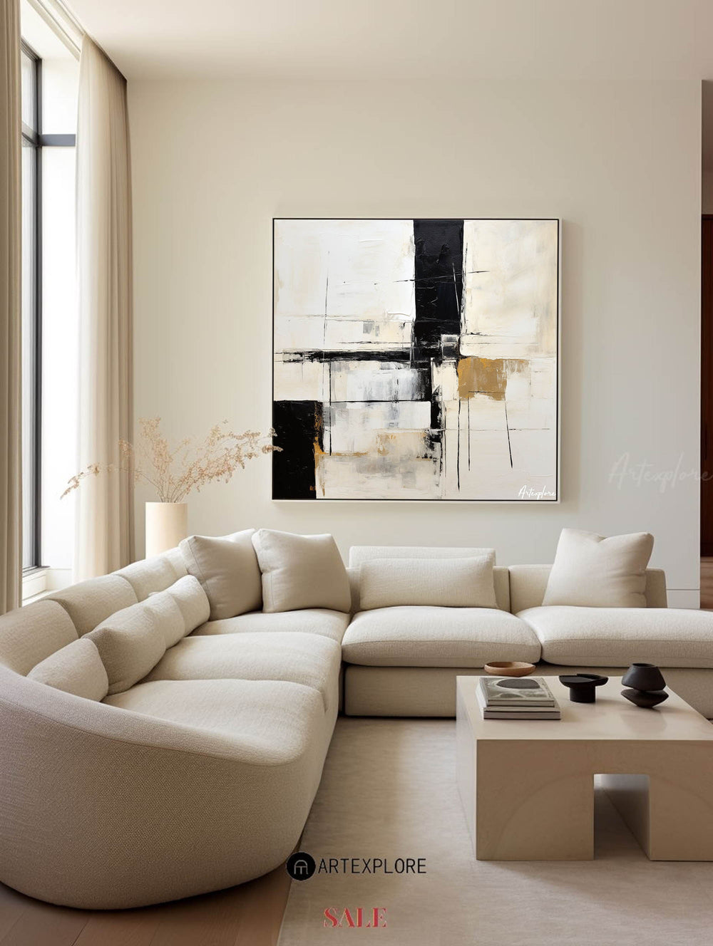 Original Black and White Abstract Canvas Painting Handmade Paintings Modern Abstract Wall Art