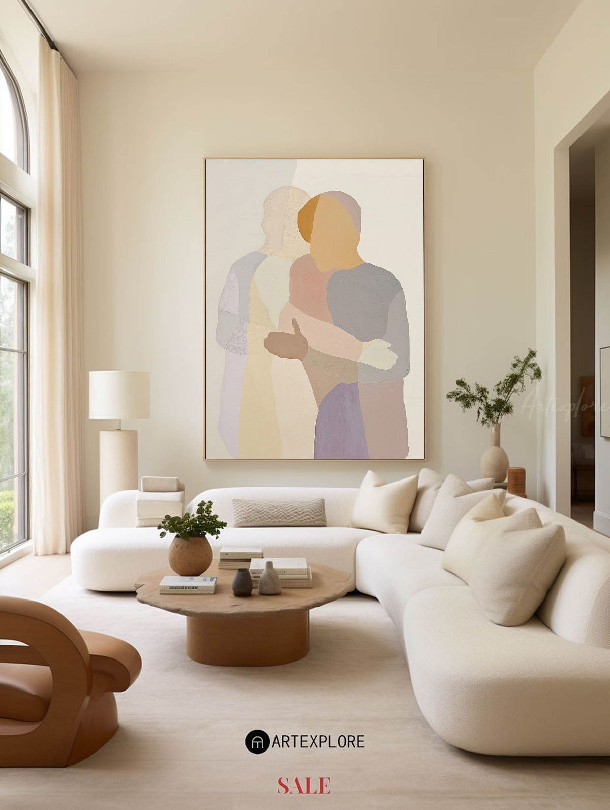 Modern Abstract Portrait Lovers Painting Large Lovers Canvas Wall Art Vertical Painting