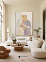 Modern Abstract Portrait Lovers Painting Large Lovers Canvas Wall Art Vertical Painting