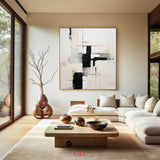 Black And White Abstract Minimalist Painting Large Canvas Wall Art For Sale