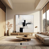 Black And White Abstract Minimalist Painting Large Canvas Wall Art For Sale