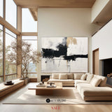 Modern Black And White Textured Wall Art Large Minimalist Canvas Art Abstract Paintings