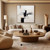 Black And White Abstract Minimalist Painting Large Canvas Wall Art For Sale