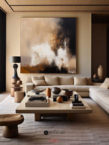 Wabi Sabi Black Brown Painting Textured Painting Minimalist Painting on Canvas Large Brown Art