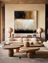 Large Beige Brown Textured Painting on Canvas Japandi Wabi-sabi Wall Art For Sale