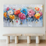 Large Colorful Flowers Wall Art Palette Knife Painting Modern Abstract Painting For Livingroom