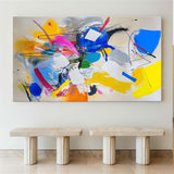 Large Colorful Textured Wall Art Bauhaus Art Decoration Panoramic Canvas Wall Art For Livingroom