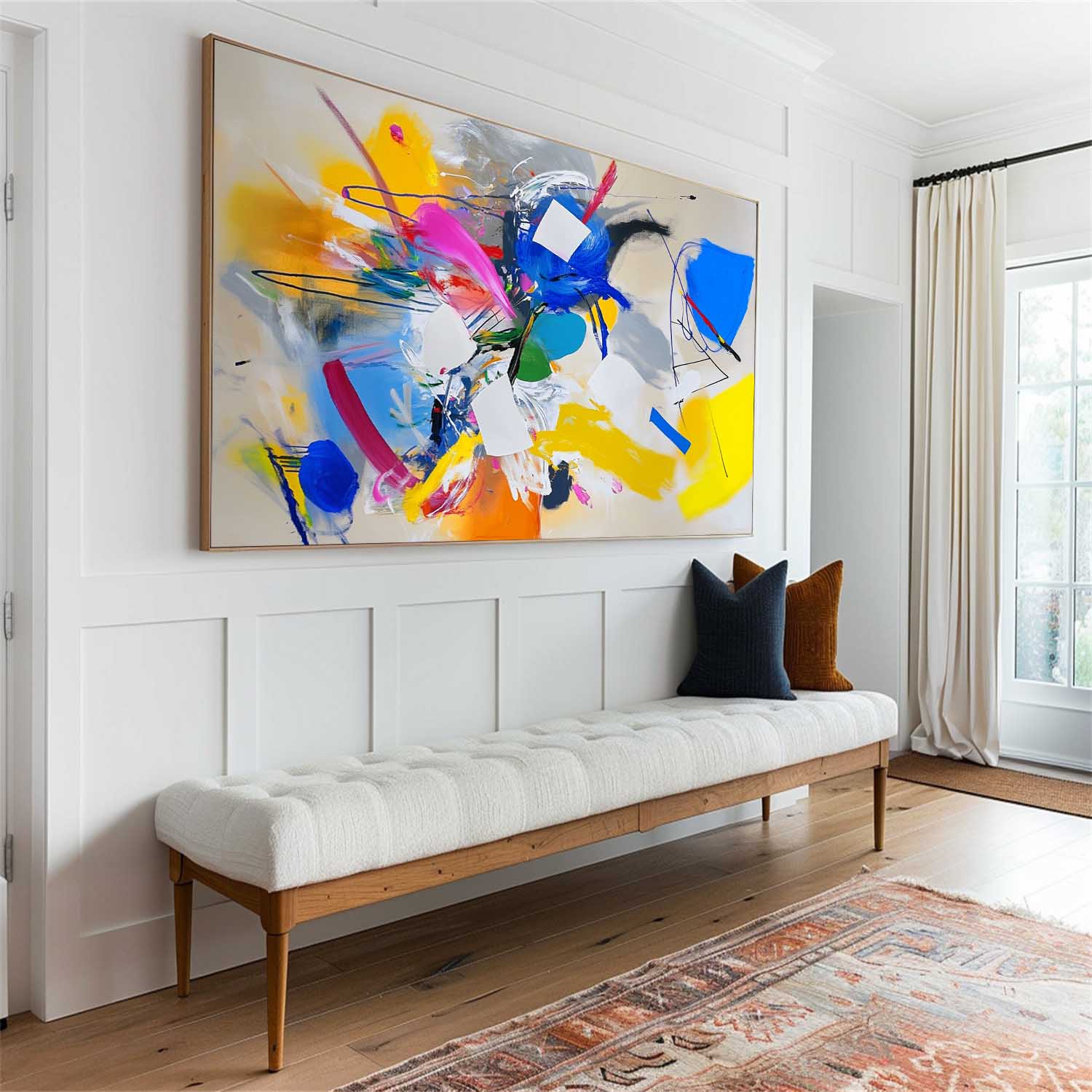 Large Colorful Textured Wall Art Bauhaus Art Decoration Panoramic Canvas Wall Art For Livingroom