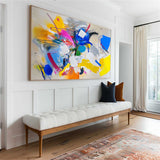 Large Colorful Textured Wall Art Bauhaus Art Decoration Panoramic Canvas Wall Art For Livingroom