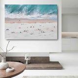 Oversize Windy Beach Canvas Art Abstract Coastal Acrylic Seascape Paintings Modern Landscape Wall Art