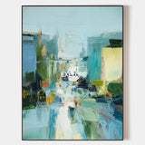 Extra Large Turquoise Texture Painting Blue Abstract Canvas Art Modern Texture Painting For Sale