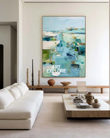 Blue Texture Wall Art Blue Abstract Canvas Painting Large Abstract Texture Painting Blue Fine Art