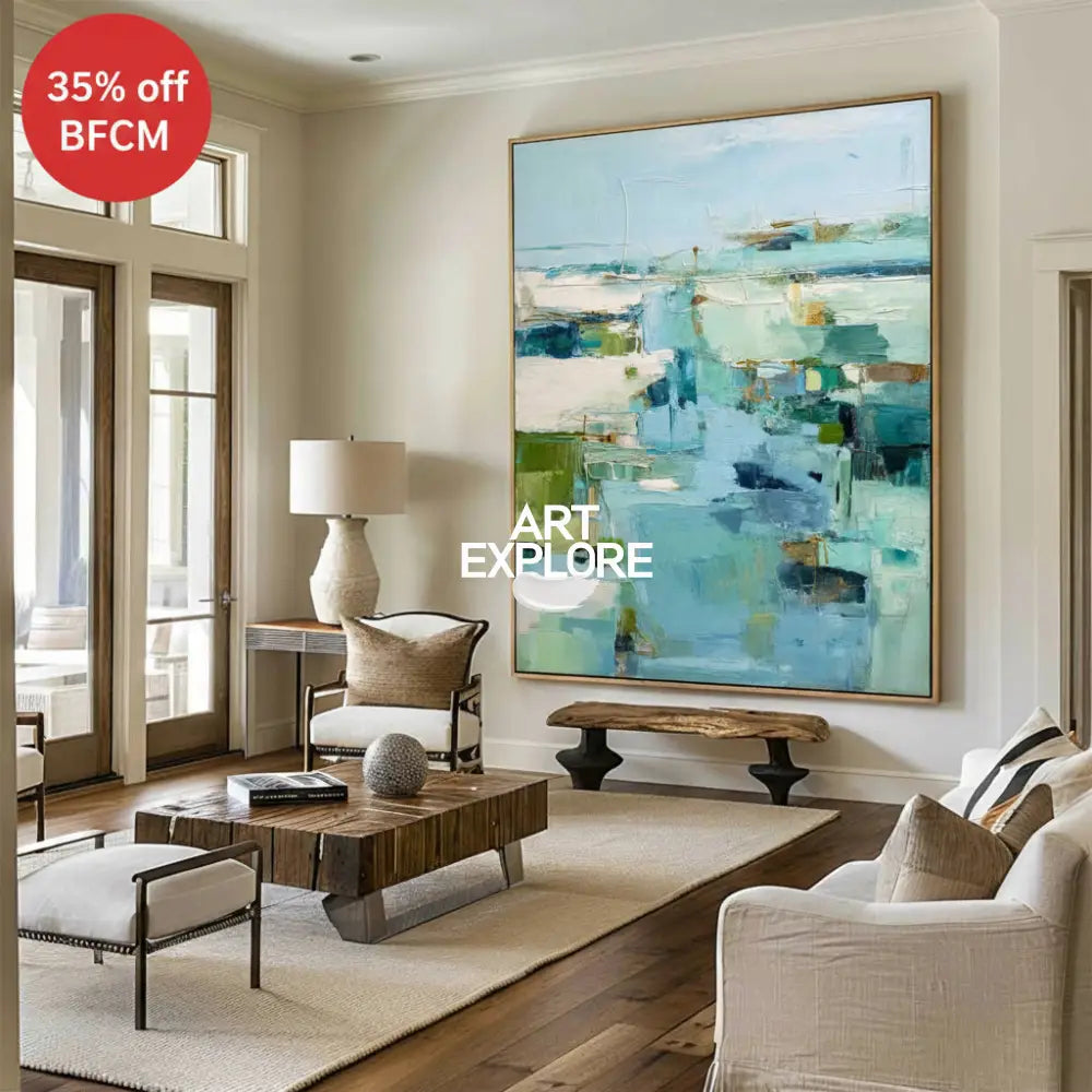 Blue Texture Wall Art Blue Abstract Canvas Painting Large Abstract Texture Painting Blue Fine Art