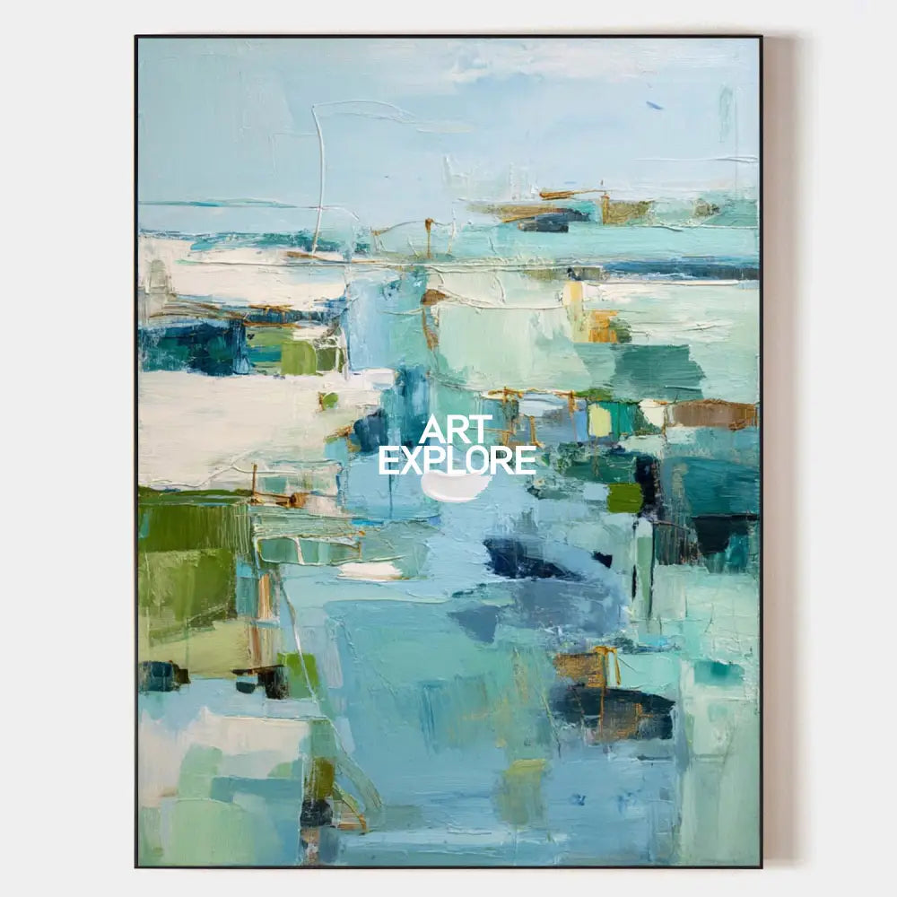 Blue Texture Wall Art Blue Abstract Canvas Painting Large Abstract Texture Painting Blue Fine Art