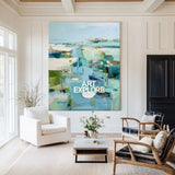 Blue Texture Wall Art Blue Abstract Canvas Painting Large Abstract Texture Painting Blue Fine Art