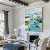 Blue Texture Wall Art Blue Abstract Canvas Painting Large Abstract Texture Painting Blue Fine Art