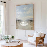 Oversized White Beige Texture Painting Modern Beige Lake View Wall Art Minimalist Fine Art For Sale