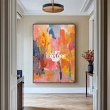 Large Colorful Texture Art Painting Red Pink Abstract Art Modern Pink Abstract Wall Art For Sale