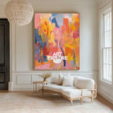 Large Colorful Texture Art Painting Red Pink Abstract Art Modern Pink Abstract Wall Art For Sale