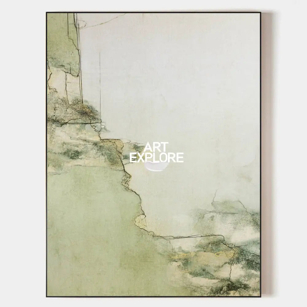 Large Green Texture Artwork Modern Sage Color Wall Art Modern Minimalist Fine Art For Livingroom