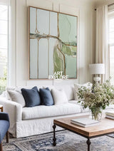 Green Texture Canvas Painting Wabi-sabi Sage Color Wall Art Large Abstract Minimalist Wall Art