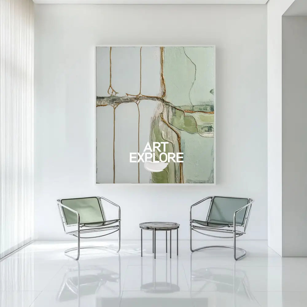 Green Texture Canvas Painting Wabi-sabi Sage Color Wall Art Large Abstract Minimalist Wall Art