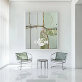 Green Texture Canvas Painting Wabi-sabi Sage Color Wall Art Large Abstract Minimalist Wall Art