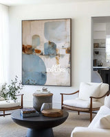 ArtExplore Sky Blue Minimalist Textured Wall Art – Modern Vertical Canvas