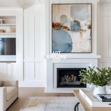 ArtExplore Sky Blue Minimalist Textured Canvas – Modern Vertical Wall Decor for Living Room