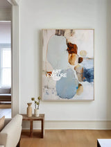 Large Textured Blue Abstract Canvas – Modern Wall Art, Coastal Sky Blue Handmade Painting