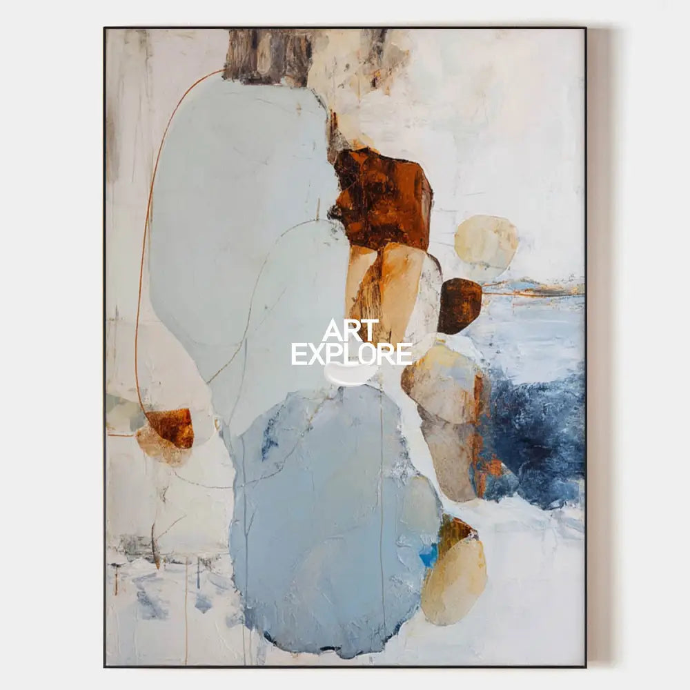 Handmade Blue Abstract Canvas Painting – Modern Vertical Wall Art for Living Room Décor | ArtExplore